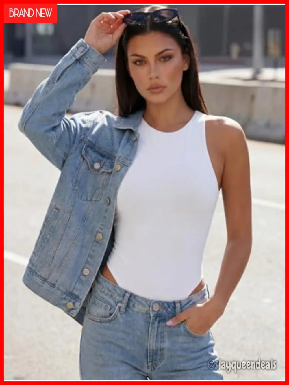 Women’s Sleeveless Racer Back Halter Bodysuit Tank Top
